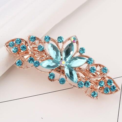 Fashion Spring Clip Hair Accessories Leaf Shape Hairpins Crystal Cute Headwear Alloy Hair Clips Barrette Women Girls Headdress