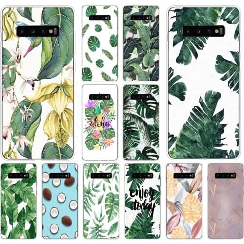 06AS Green Leaf Soft Silicone Tpu Cover phone Case for Samsung Galaxy S10 S20 Plus case