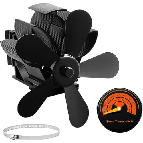 Wall Mounted Fan 5 Blades Heat Powered Stove Fan Log Wood Burner Ecofan Quiet Home Fireplace Fan Efficient Heat Distribute