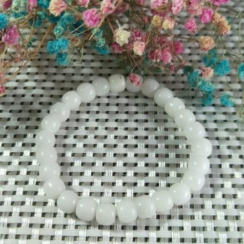 Natural Hetian Jade 8mm Old Type Bead Jade Bracelet Jewelry Lucky Exorcise Evil Spirits Auspicious Amulet Fine Jewelry Bracelet