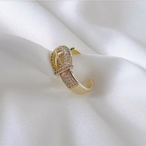 2021 New Classic Belt Buckle Gold Opening Rings For Woman Korean Fashion Jewelry Wedding Party Girls' Sexy Ring Set Accessories