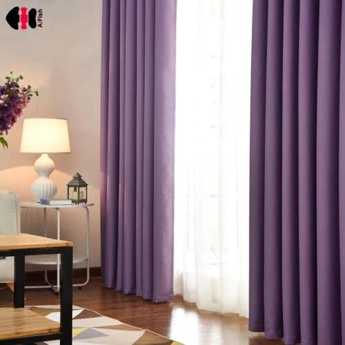 Pure Solid Color Thick Cloth Curtains for Bedroom Blackout Violet Coffee Pastoral Rustic New Home Decoration Window Drapes P092C