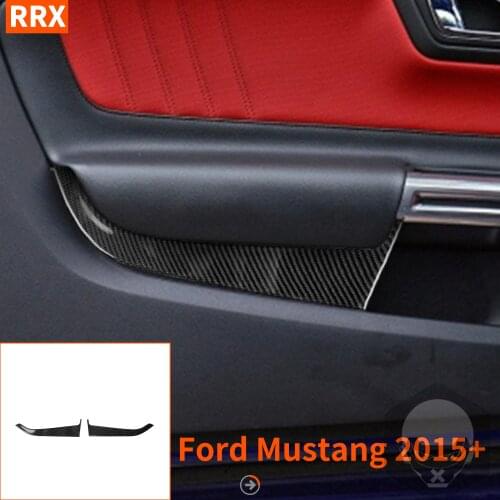Carbon Fiber Door Trim Below Armrest Cover Sticker For Ford Mustang 2015 2016 2017 2018 2019 2020 Interior Trim Car Accessories