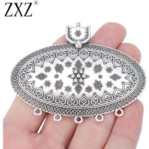ZXZ 2pcs Tibetan Silver Large Tribal Boho Connector Charms Pendants for Necklace Jewelry Making Findings