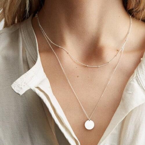 Simple Multilayer Necklace Rose Gold 316L Stainless Steel Necklace Fashion Korean Pattern Chain Necklace Jewelry New