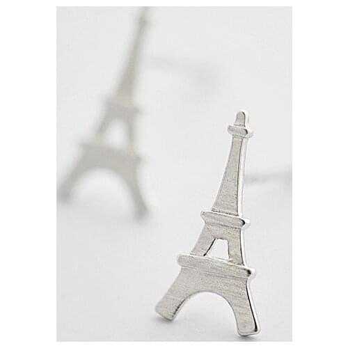 100% 925 Solid Real Sterling Silver Eiffel Tower Stud Earrings for Women Party Gift Jewelry pendientes boucle d oreille eh977