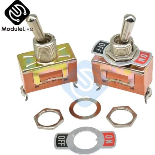 E-TEN1121 12mm Toggle Switch S Double Throw SPDT ON-OFF 250/15A 1/4 Inch Mounting 29*14.5MM 2Positions 3Pins