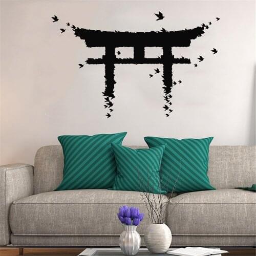 Unique Design Japan Gate Birds Japanese Art Asian Stickers Japan decor Japanese decor Vinyl Wall Decal ph503