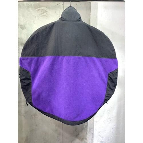 New 11.18 Fashion Winter Contrast Color Patchwork Stand Collar Batwing Sleeve Keep Warm Round Zipper Jacket Coat Women