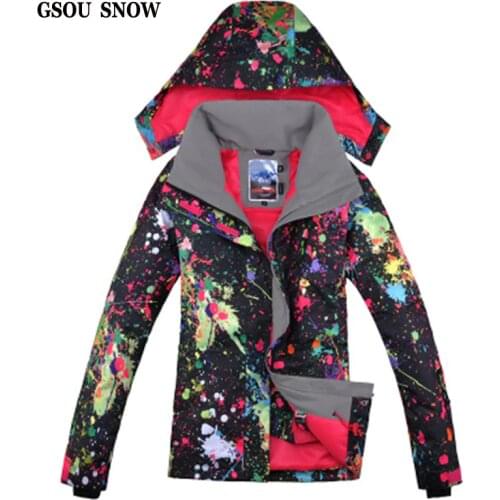New Gsou Snow Womens Ski Jacket Waterproof Windproof Snowboard Jacket Female Winter Soft Warm Jacket for Women on Sales