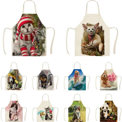 Panda cat animal pattern aprons for women Woman kitchen apron Apron for hairdresser Women kitchen apron cooking accessories