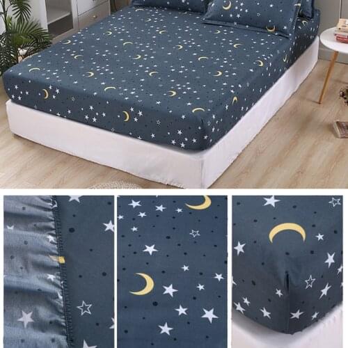 1pc Bed Sheet Blue Night Sky Reactive Prined Bed Sheets Hot Sale Pillowcase drap de lit Sheet on Elastic queen size bed sheets