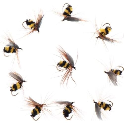 #10 Artificial Insect Bait Lure Bumble Bee Fly Trout Artificial Fishing Lures Bionic Honeybee Bait Fishing Bait Fly Bait