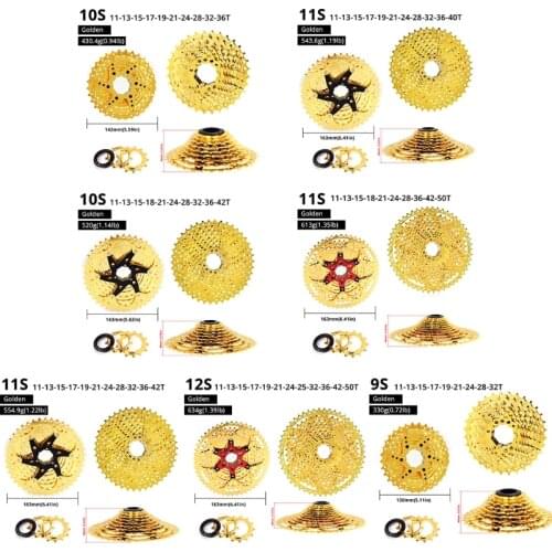 24BD Mountain Bike 9s 10s 11s 12s Gold Cassette 9/10/11/12 Speed Mtb Flywheel Freewheel 11-32 / 36/40/42 / 50t for SRAM