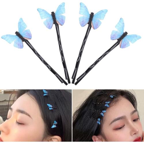 4pcs Hair Butterfly Decor Clips Hairgrips Wave Hairpins Barrettes for Gilrs Chic Hair Jewelry Butterfly Accessories