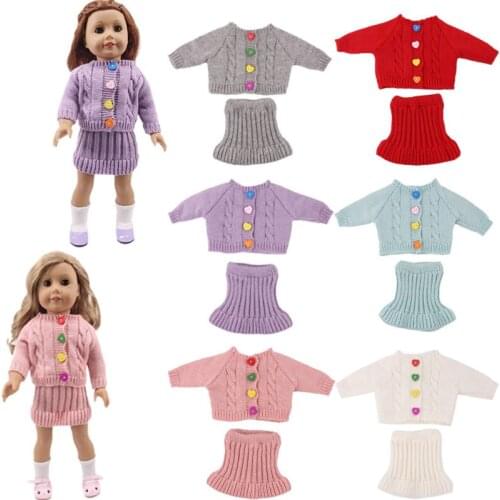 6 Set Sweater And Skirt Suits Suitable For Autumn & Winter For 18 Inch &New Born Baby Generation Birthday Girls Toy Gifts