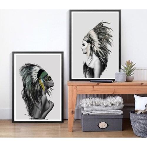 Indian Girl Feathered 5D Diamond Embroidery diy diamond painting cross stitch mosaic full round drill canvas painting wall art