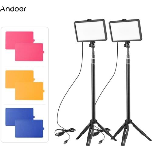 Andoer Upgraded USB Bi-color Temperature LED Video Light Kit for Live Streaming Video Recording Online Meeting Teaching Lamp