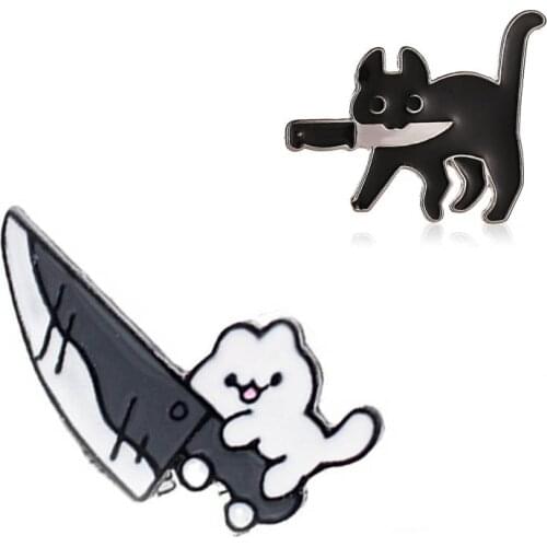 Cartoon Creative Black Cat Modeling Pop-Enamel Pin Lapel Badges Brooch Funny Fashion Jewelry