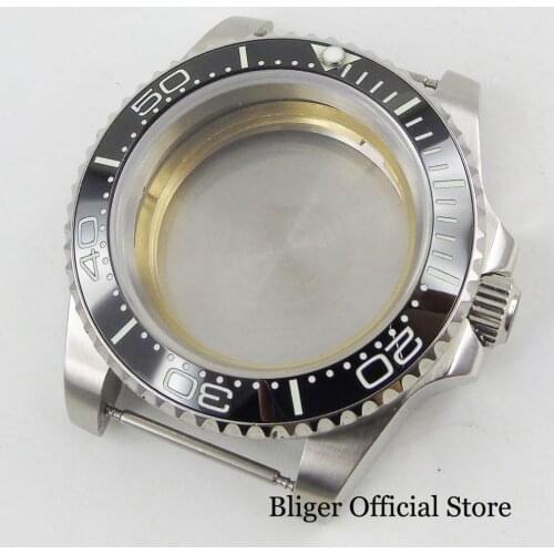 40mm Stainless Steel Brushed Round Watch Case With Luminous Bezel Fit for MIYOTA Automatic Movement