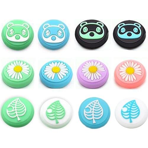 Animal Crossing Flower Bear Leaf Thumb Stick Grip Cap Joystick Cover For Nintendo Switch Lite Joy-Con Controller Thumbstick Case