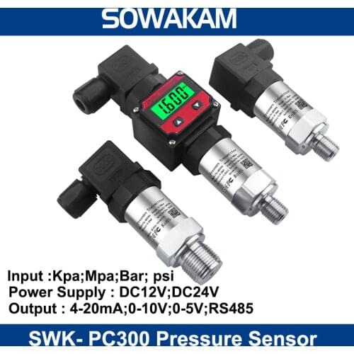 LCD Pressure Measurment 0-10V 5V Output Water Tank Oil Gas -1-0-1000bar Pressure Transmitter G1/4 Connector With 1m Cable
