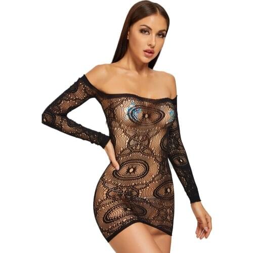 European Clothing Explosion Sexy Sling Seduction Hollow Perspective Fishnet Underwear Bag Hip Skirt Uniform Pajamas Q566