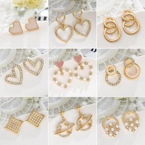 Jaeeyin 2021 Fashion Star Moon Flower Bowknot Abacus Funny Charming Pendant Pearl Stude Earrings Cute Gift Girls Holiday Jewelry