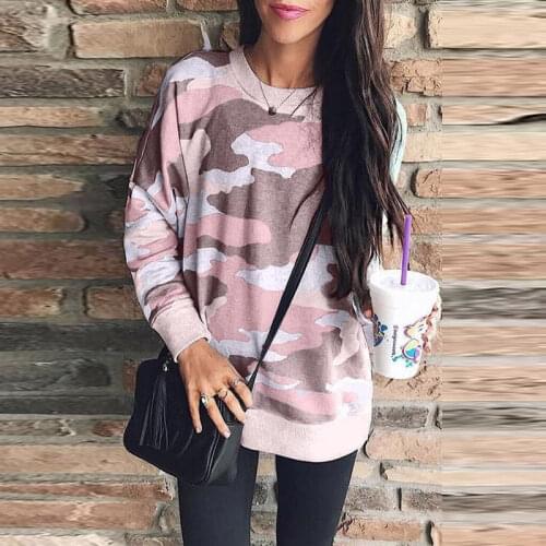 Camouflage Sweatshirt Women Autumn Pullover Top Long Sleeve Camo Hoodies Elegant Ladies Loose Sweater Dames Streetwear