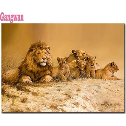 Emeroidery diamond rhinestone painting Animal Lion Family cross stitch diamond mosaic sale new arrival full display picture
