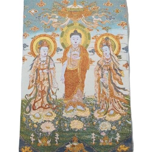 China Old Tibet Silk Thangka Like Hanging Painting Fengshui Shouzi