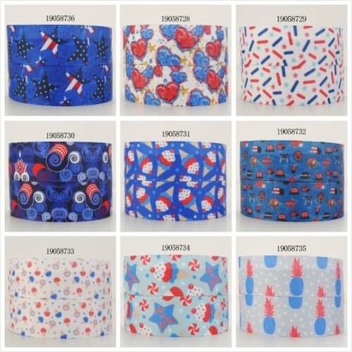 American Independence Day The Star Pattern Grosgrain/Satin Ribbon Printed 5yards 25mm/38mm for DIY Hair Bows Gift Wrapping