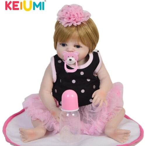 New Design 48 cm Vinyl Doll Reborn Menina Full Silicone Waterproof 19 inch Reborn Babies Doll Gold Hair For Kids Birthday Gift