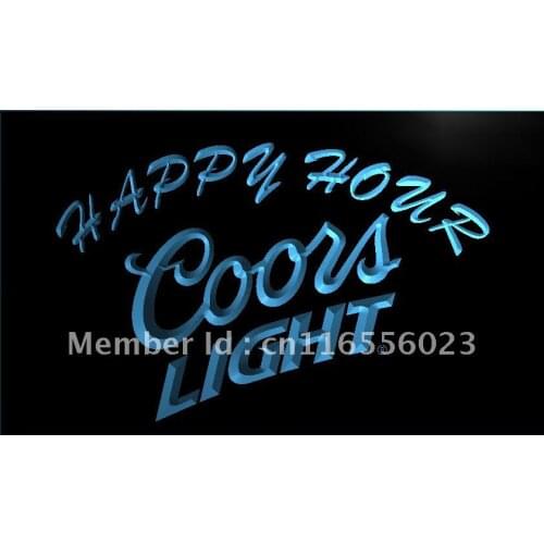 LA603- Coors Light Happy Hour Beer Bar LED Neon Light Sign home decor crafts