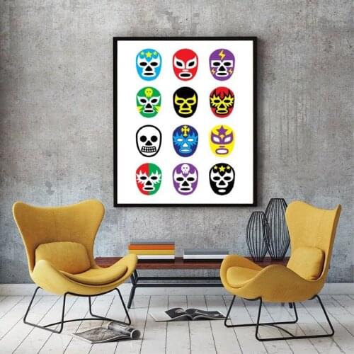Mask Lucha Libre Print Mexican Wall Art Picture Canvas Painting Wrestling Poster Home Decoration
