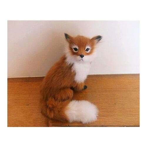 Simulation cute squatting yellow fox 16x14cm model polyethylene&furs fox model home decoration props ,model gift d276