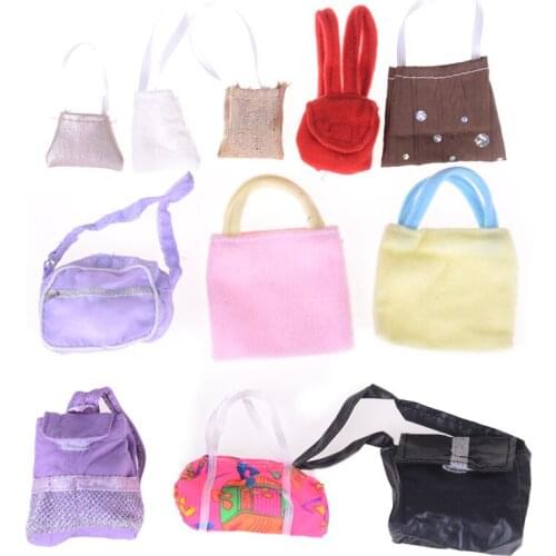 New 10 Pcs/lot Fashion Cute Doll Bag for Dolls HandBag Knapsack Backpack Messenger Bags Party Accessories Randomly Pick