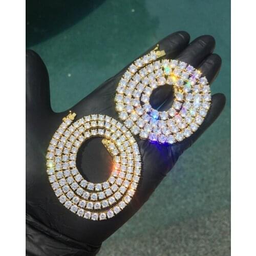 18K Gold Filled Tennis necklace Round 3/4/5/6mm AAAAA cz Party Wedding Pendants necklaces for women Men Hiphop Jewelry Gift