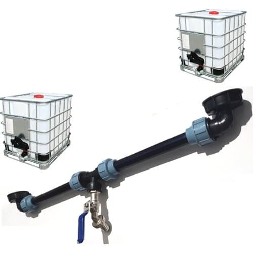 IBC Water Tank Adapter Side by Side Connection S60x6 Elbow Tee Connector with PE Pipe Garden Water Connectors Drain Adapter