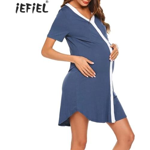 Maternity Pajamas Nightgown Sleepwear Childbirth Nursing Pregnant Women Nightwear Mother Breastfeeding Pregnancy Nursing Dress