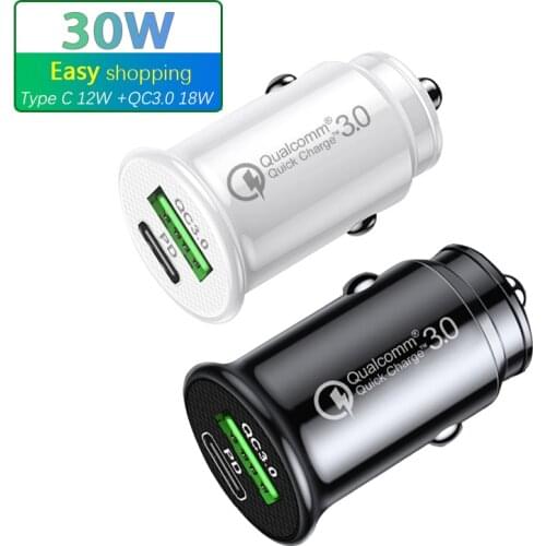 ROXGOCT 5A USB Car Charger Quick Charge QC3.0 Type C Mobile Phone PD 30W Fast Charging Adapter For iPhone Huawei Xiaomi Samsung