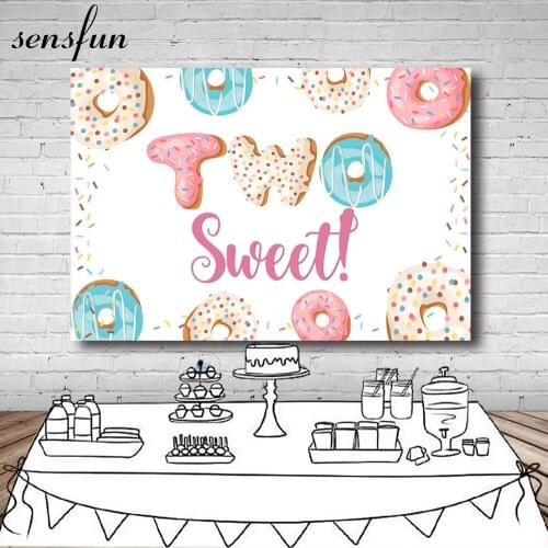 Sensfun Donuts Baby Girl Birthday Party Photography Background Customized Vinyl Polyester Photographic Backdrop For Photo Studio