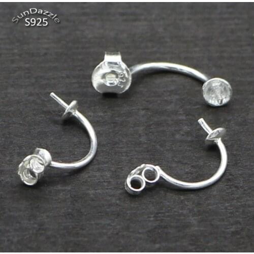 Real Solid 925 Sterling Silver Earring Stud Needle Post Flat Base Pins Double Side Posts Settings DIY Jewelry Making Findings
