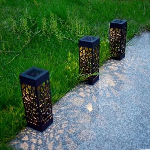 LED Solar Lights Lamp Beautiful Hollow Lawn Light Outdoor Garden Waterproof Street Lamp Automatic Charging Built-in LED Bulb