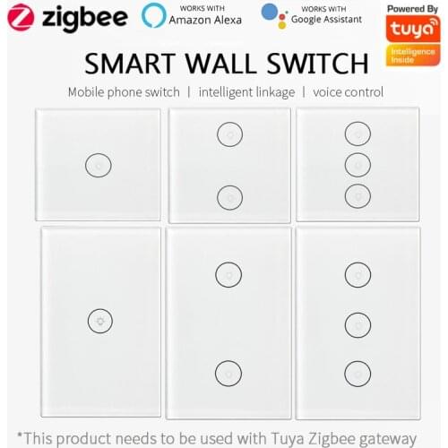 ZigBee EU US Smart Switch With/Without Neutral Wire Two Wiring for Smart Life Tuya Automation,Compatible with Alexa Google Home