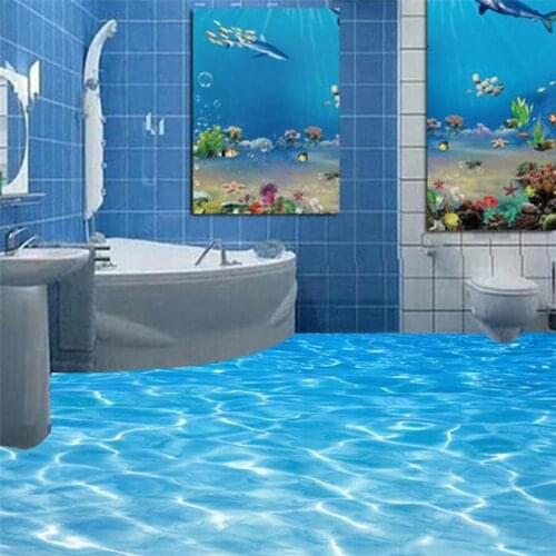 Wellyu Custom 3D floor stickers Sea water ripples 3D floor painting Self-adhesive floor paste papel parede living room