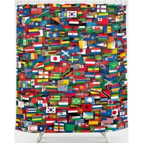 Flags of All Countries of The World Shower Curtain Waterproof Bathroom Decorations Polyester Bathroom Shower Curtain