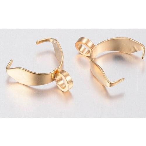 PandaHall 10pcs 11/12/13mm 304 Stainless Steel Metal Jewelry Findings Pendant jewellery findings pinch bails F60