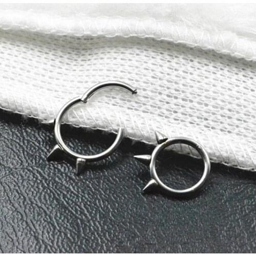 1 PC Punk Spike Steel Nose Ring For Men Women Septum Clicker Rock Ear Helix Septum Piercing Rings Jewelry