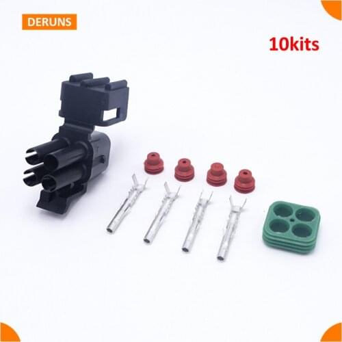 10Kits Delphi 4Pin/Way New Brand Female Auto Waterproof Electrical Wire Connector Plug Set